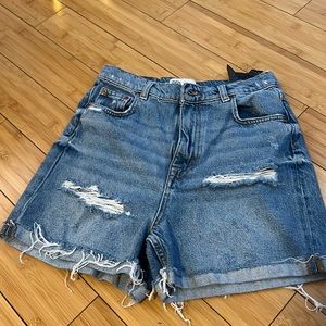 Zara denim distressed shorts